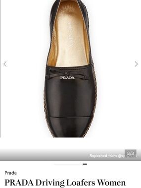 Prada Black Leather Slip-On espadrilles with Metallic Logo